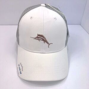 TOMMY BAHAMA CAP HAT, FRONT IS WHITE BACK IS GREY MESH & LOGO ADJ. STRAP, UNISEX